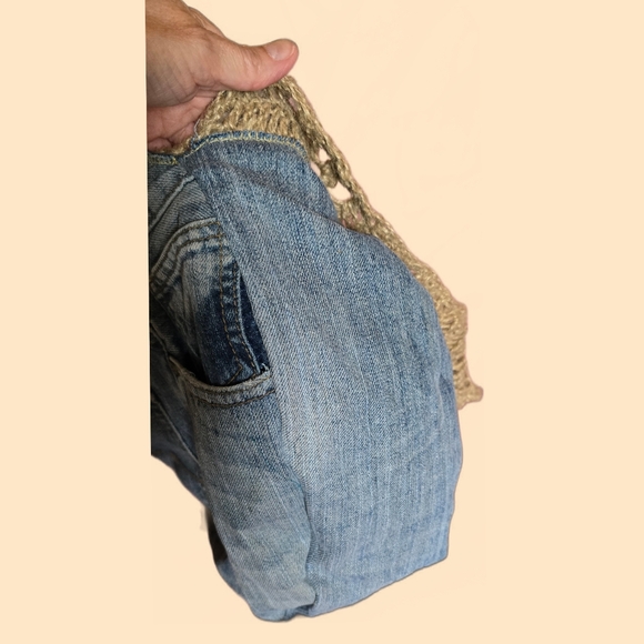Unique Handmade Reversible Crocheted Jute and Denim Purse - Picture 8 of 8